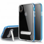 Wholesale iPhone Xr 6.1in Clear Armor Bumper Kickstand Case (Blue)